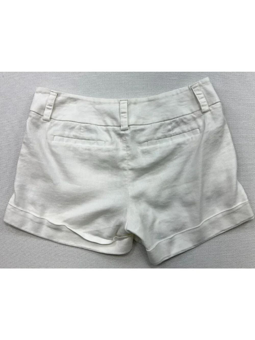 Express Women's Linen Blend Chino Shorts Flat Front Stretch Size 8 White Solid